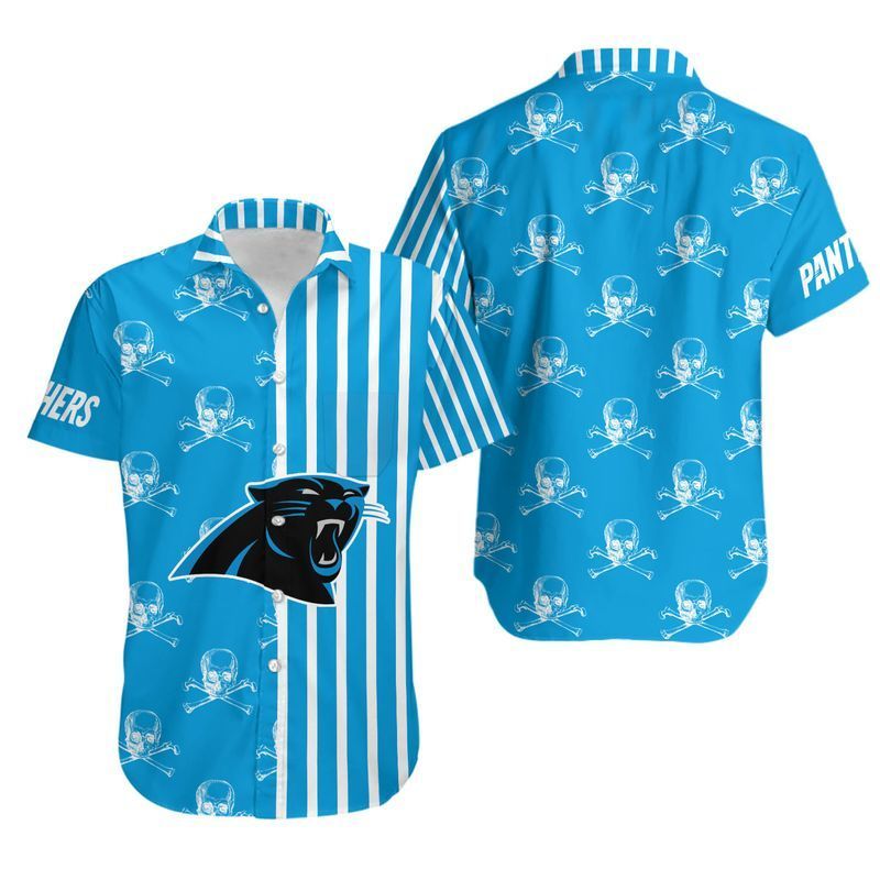 Carolina Panthers Stripes And Skull Hawaii Shirt And Shorts Summer Collection Trendy Aloha