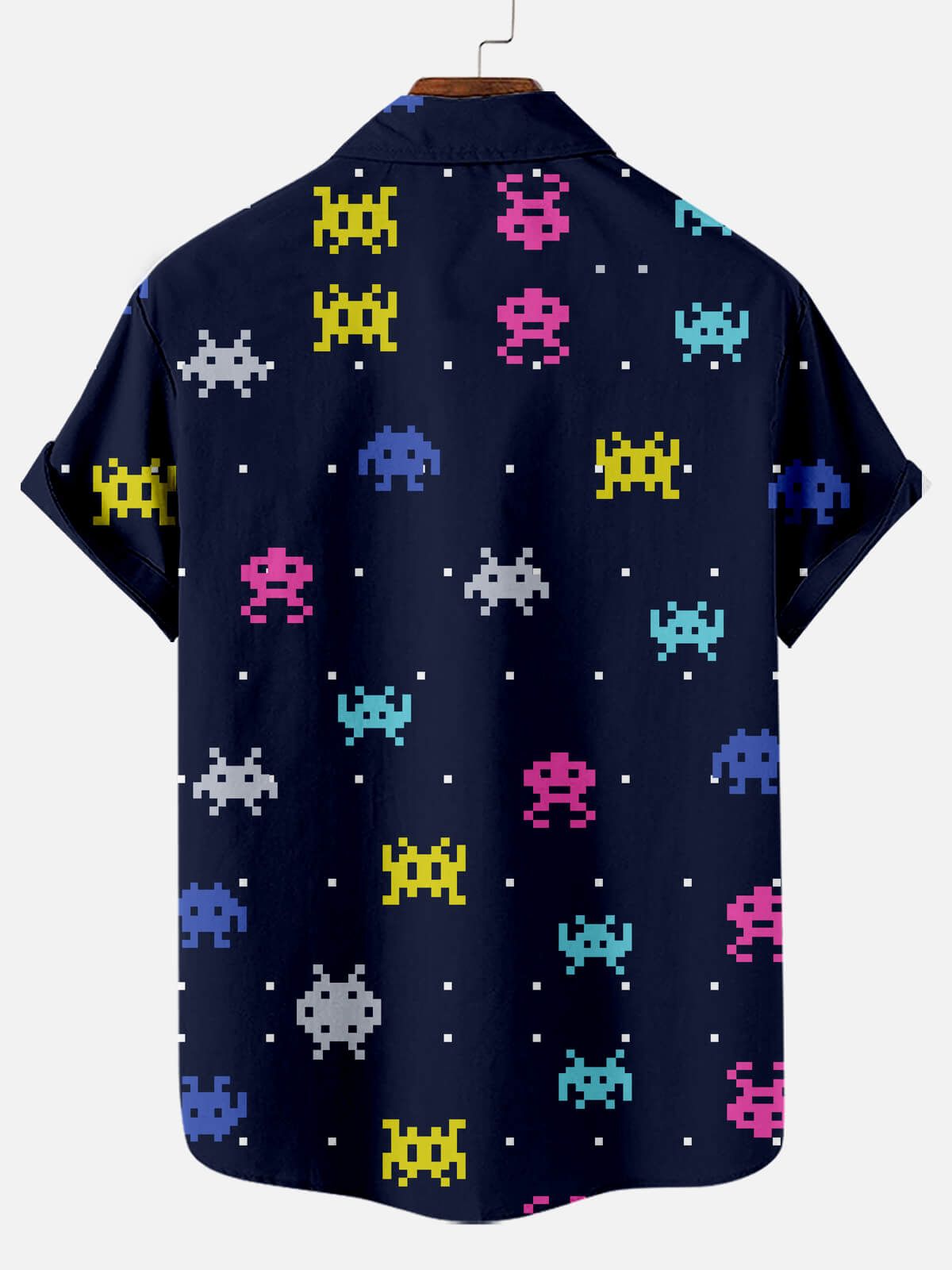 Cartoon Alien Men’s Short Sleeve Casual Hawaiian Shirt