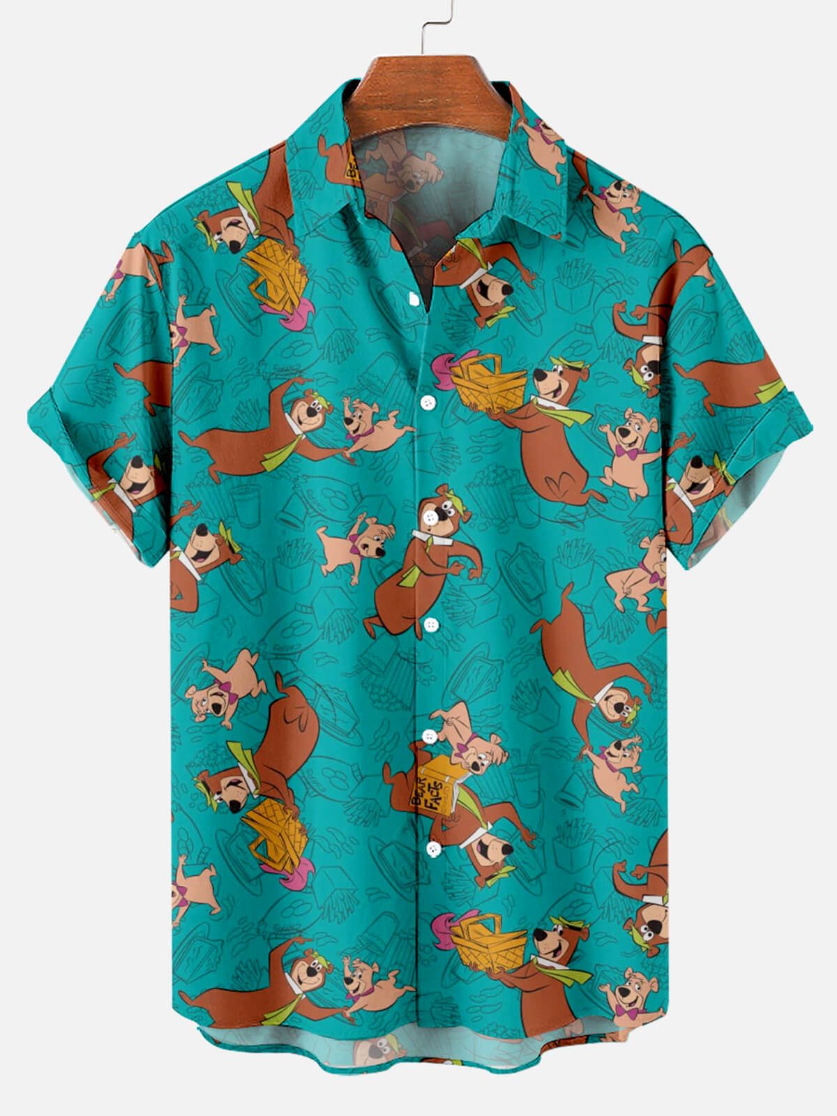 Cartoon Bear Men’s Short Sleeve Hawaiian Shirt