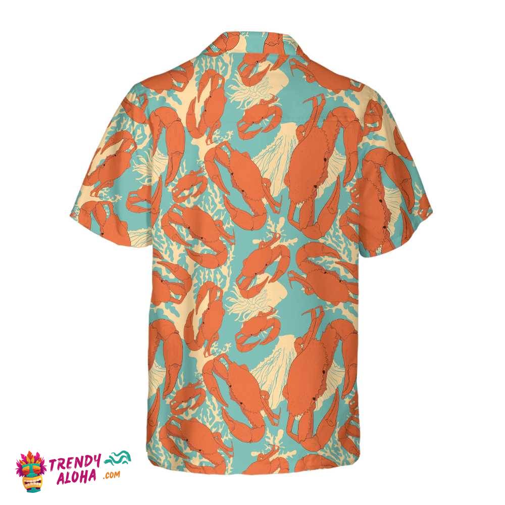 Cartoon Crab Hawaiian Shirt, Unique Crab Shirt, Crab Print Shirt For Adults