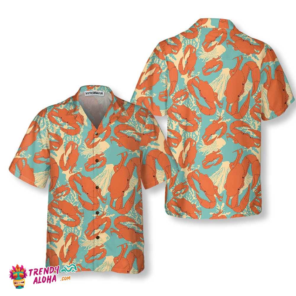 Cartoon Crab Hawaiian Shirt, Unique Crab Shirt, Crab Print Shirt For Adults