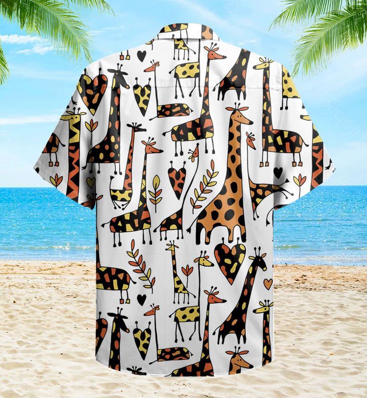 Cartoon Giraffe Pattern Colorful Trendy Hawaiian Shirt 3D Summer Gifts