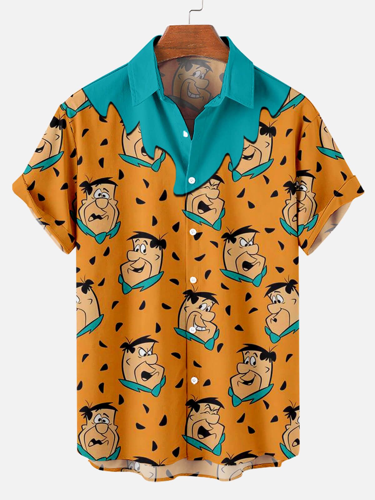Cartoon Head Men’s Short Sleeve Aloha Hawaiian Shirt