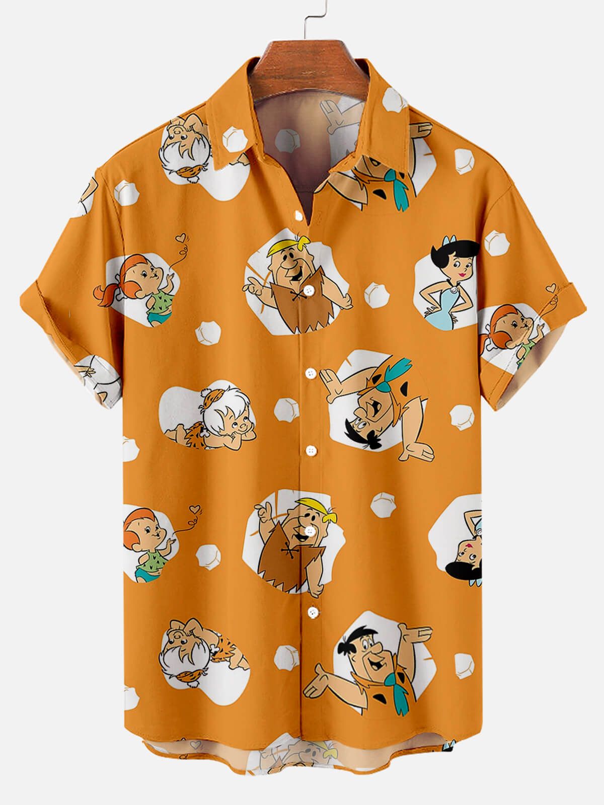 Cartoon Head Printing Men’s Short Sleeve Aloha Hawaiian Shirt