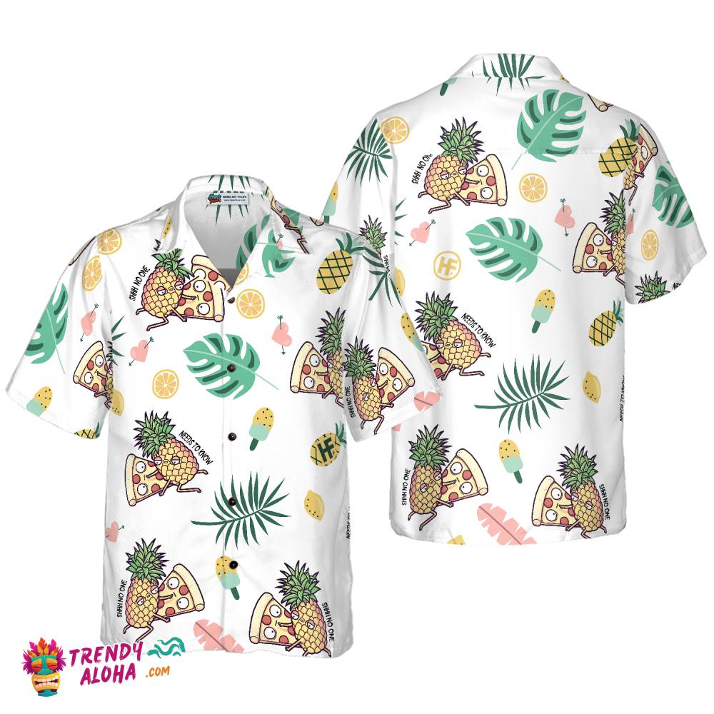 Cartoon Pizza Pineapple Hawaiian Shirt