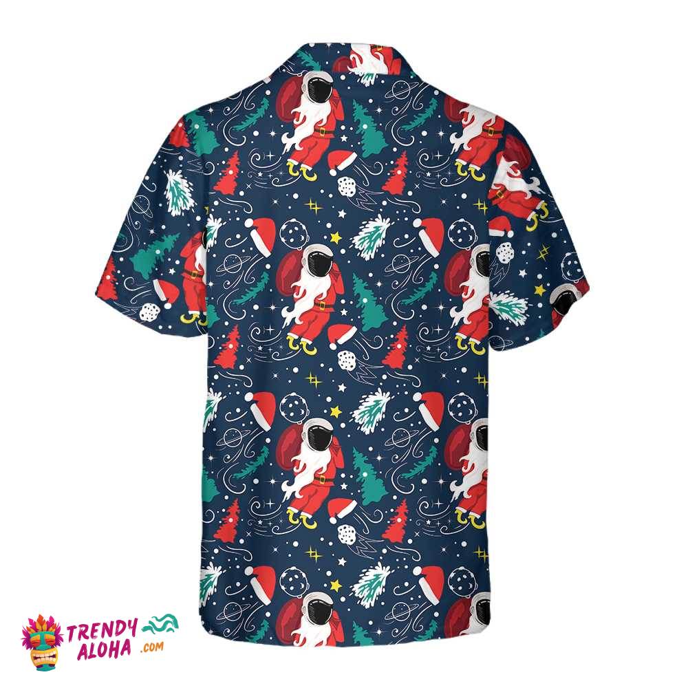 Cartoon Santa Claus Flying In Space Christmas Hawaiian Shirt, Santa Hawaiian Shirt For Men