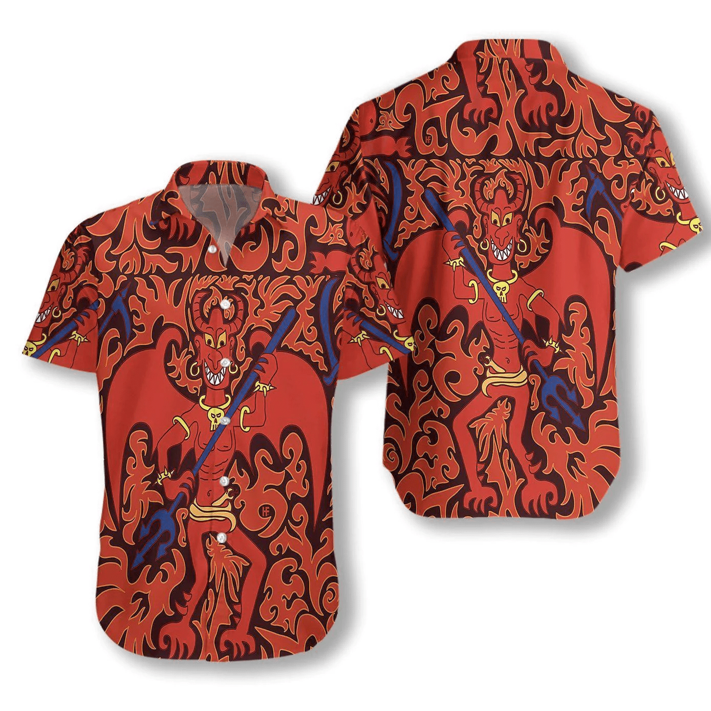 Cartoon Styled Demon Satanic Goth Gothic Hawaiian Shirt