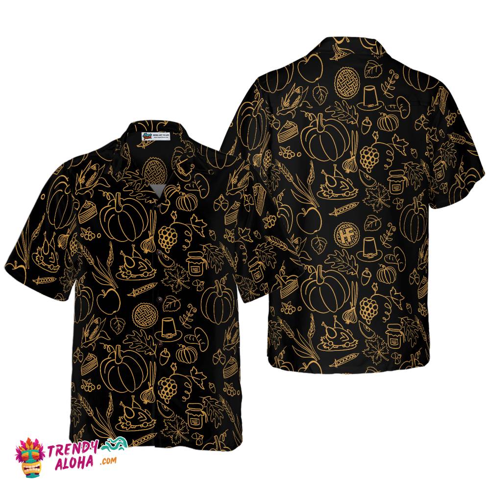 Cartoon Thanksgiving Pattern Hawaiian Shirt