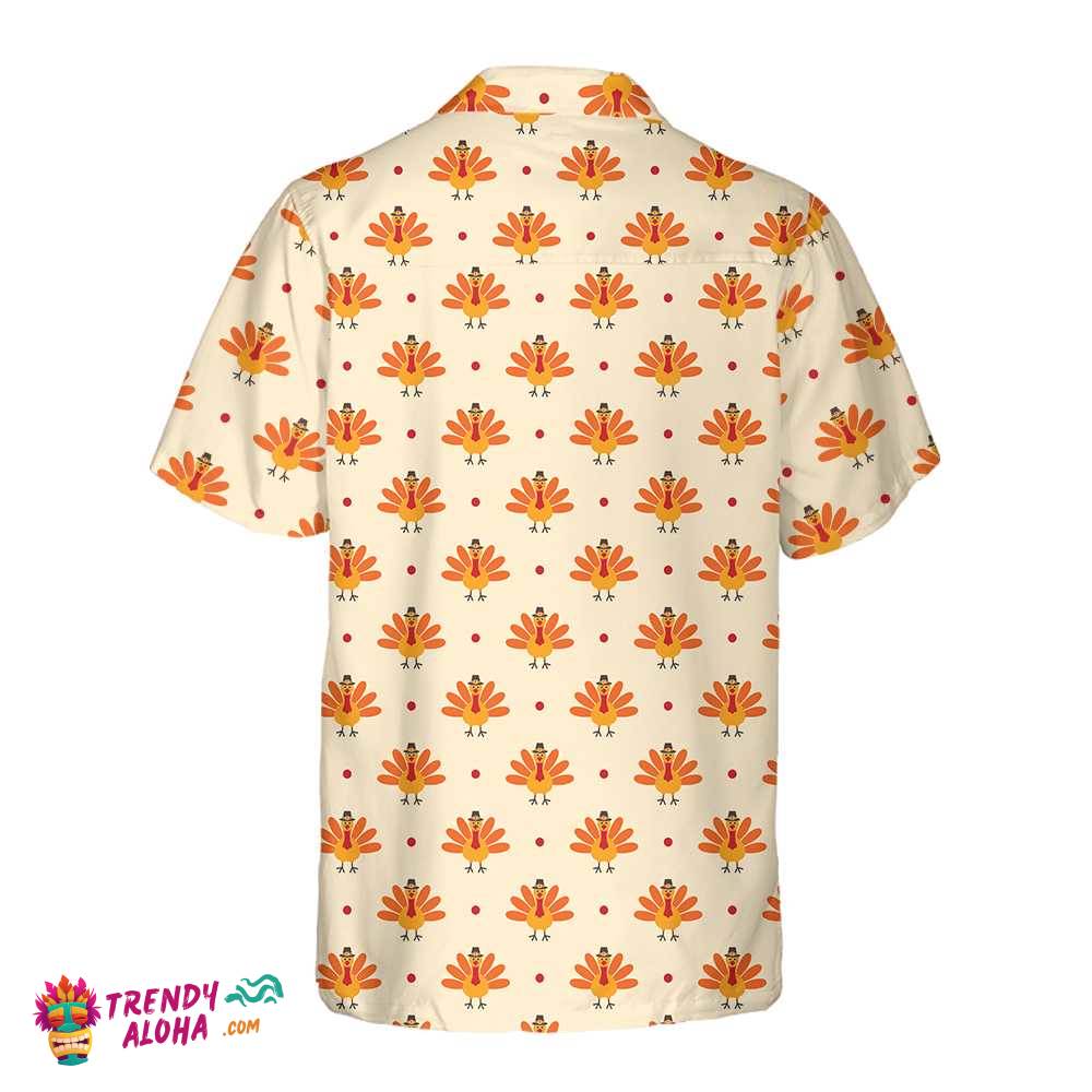 Cartoon Turkey Bird And Polka Dot Hawaiian Shirt, Funny Turkey Gobble Shirt, Gift For Thanksgiving Day