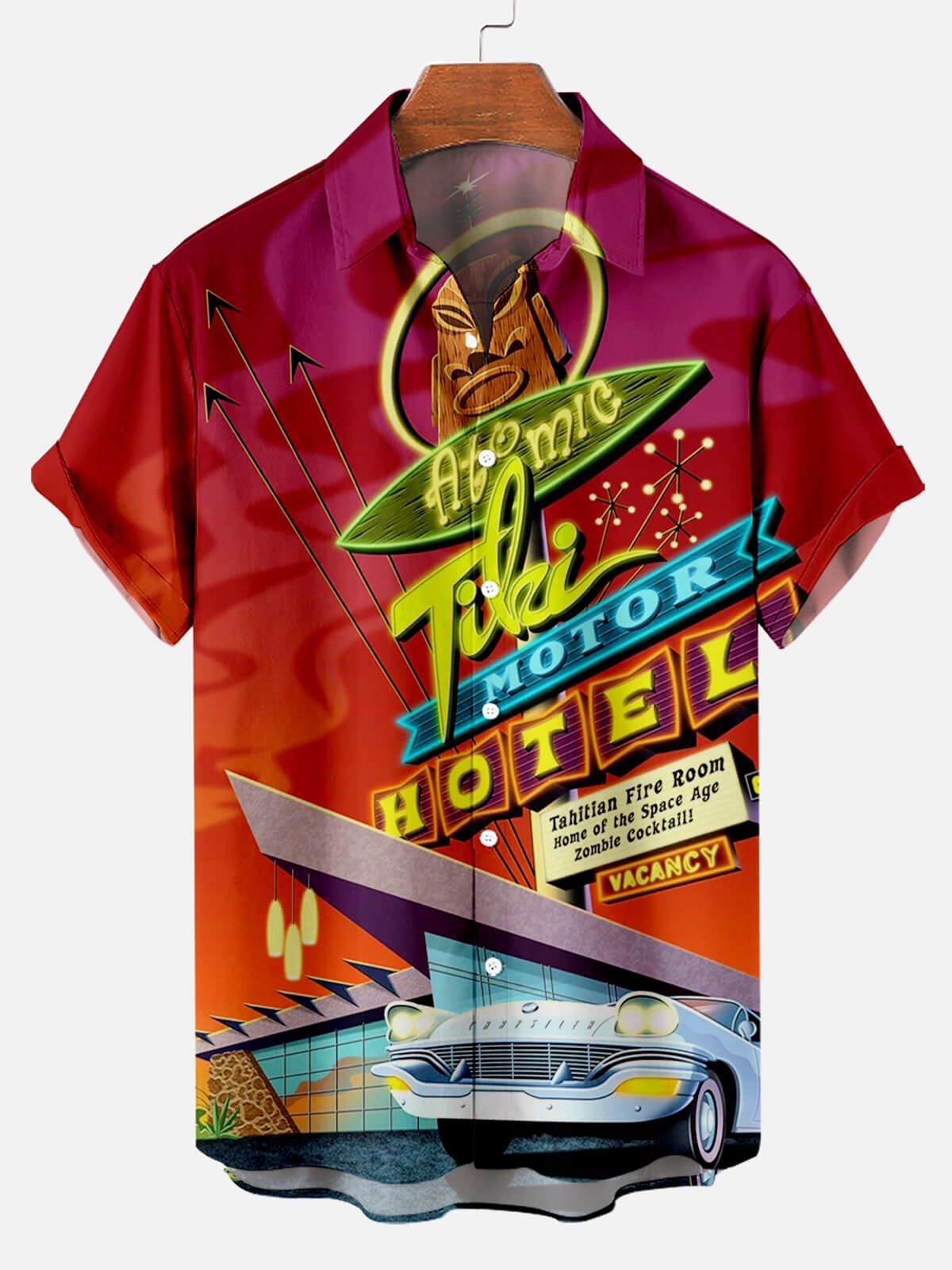 Cartoon Vehicles Men’s Short Sleeve Aloha Hawaiian Shirt