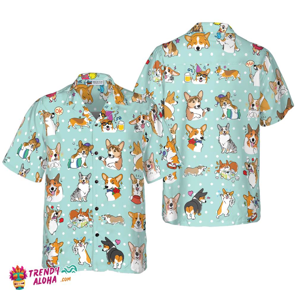 Cartoon Welsh Corgi Hawaiian Shirt, Best Dog Shirt For Corgi Lovers Gifts