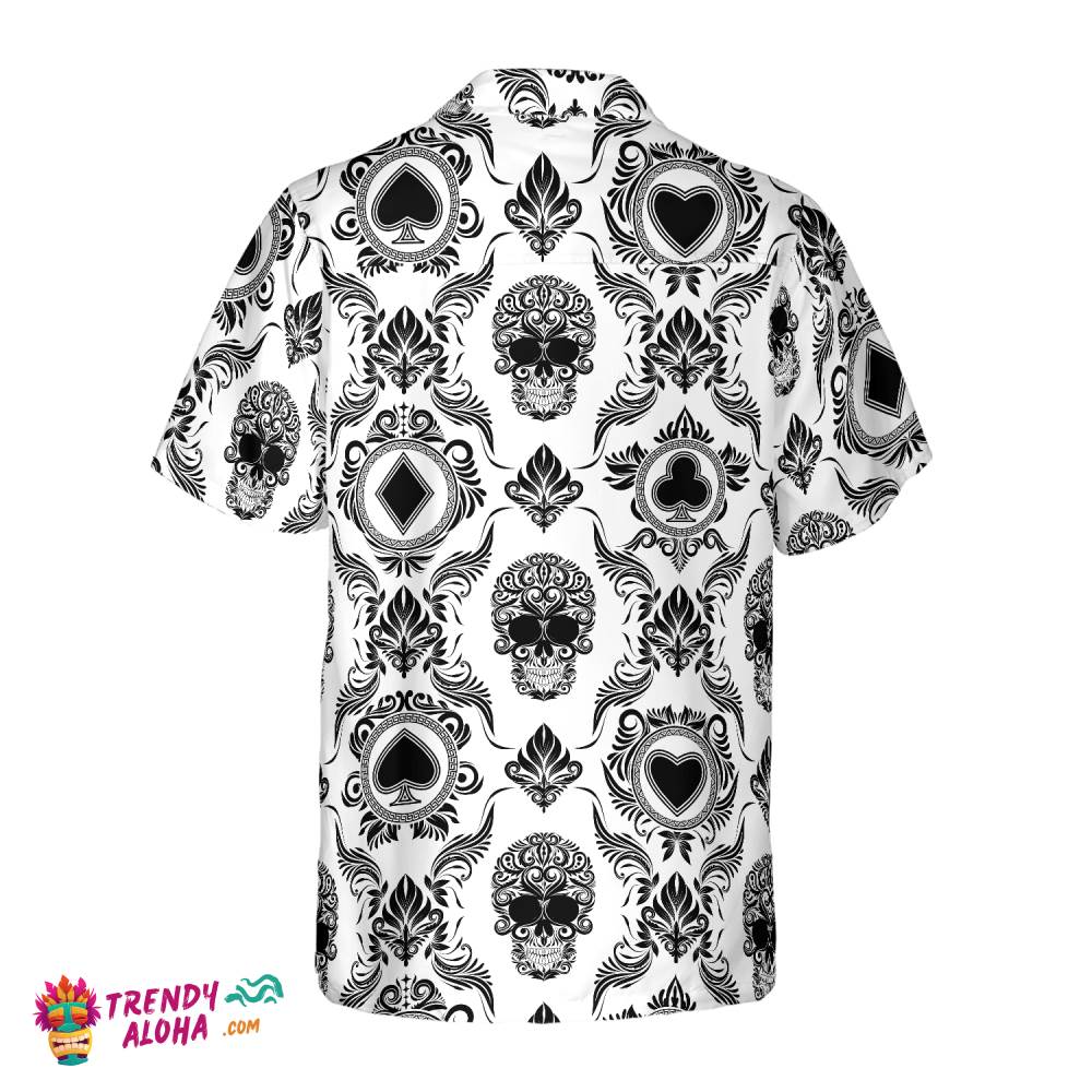 Casino And Black Skull Pattern Hawaiian Shirt