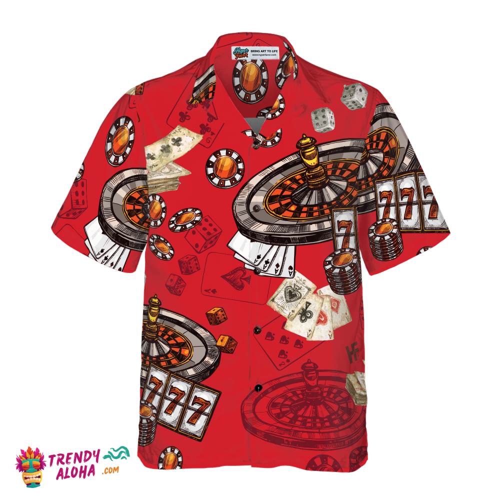 Casino Pattern Red Background Hawaiian Shirt