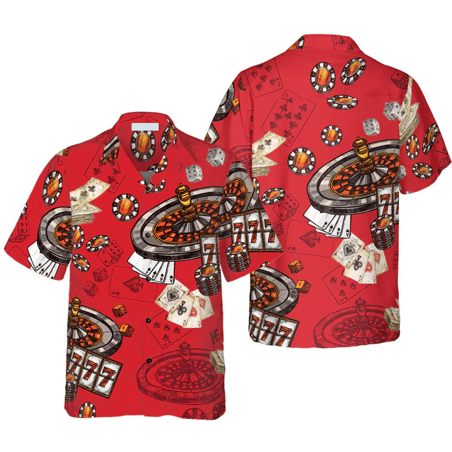 Casino Pattern Red Background Red Trendy Hawaiian Shirt Casino Pattern Red Background Red Trendy Hawaiian Shirt