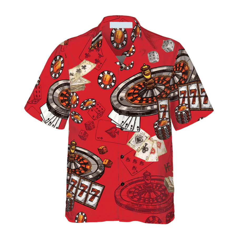 Casino Pattern Red Background Red Trendy Hawaiian Shirt