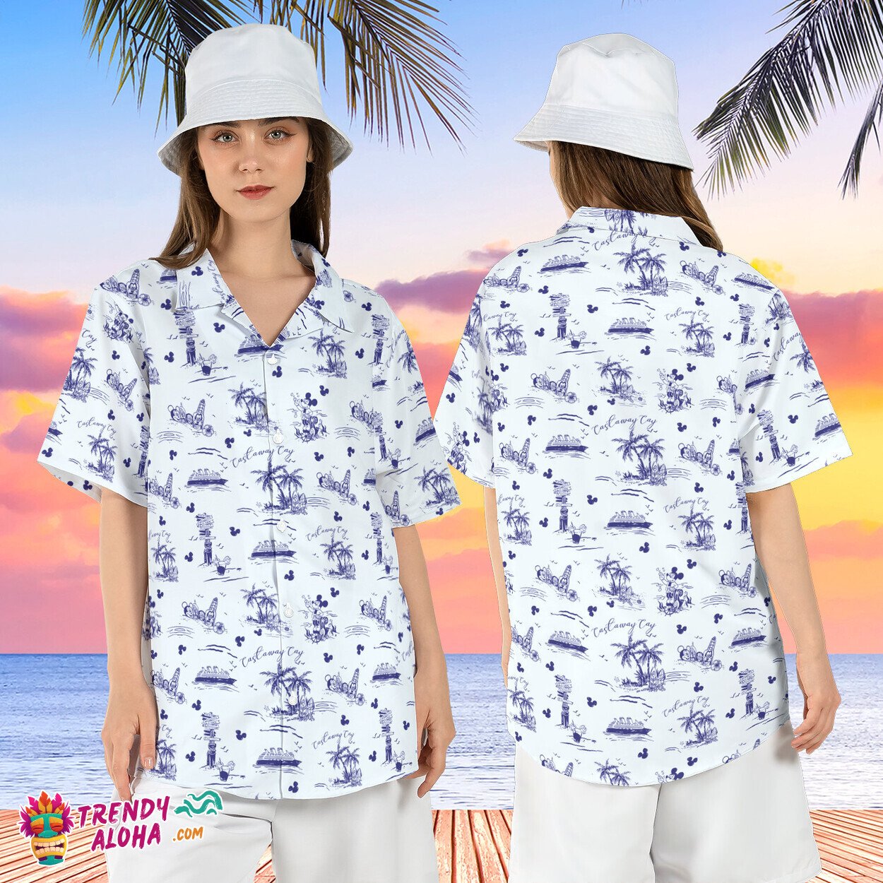 Castaway Cay Tropical Mickey Friends Cruise Hawaiian Shirt Tee