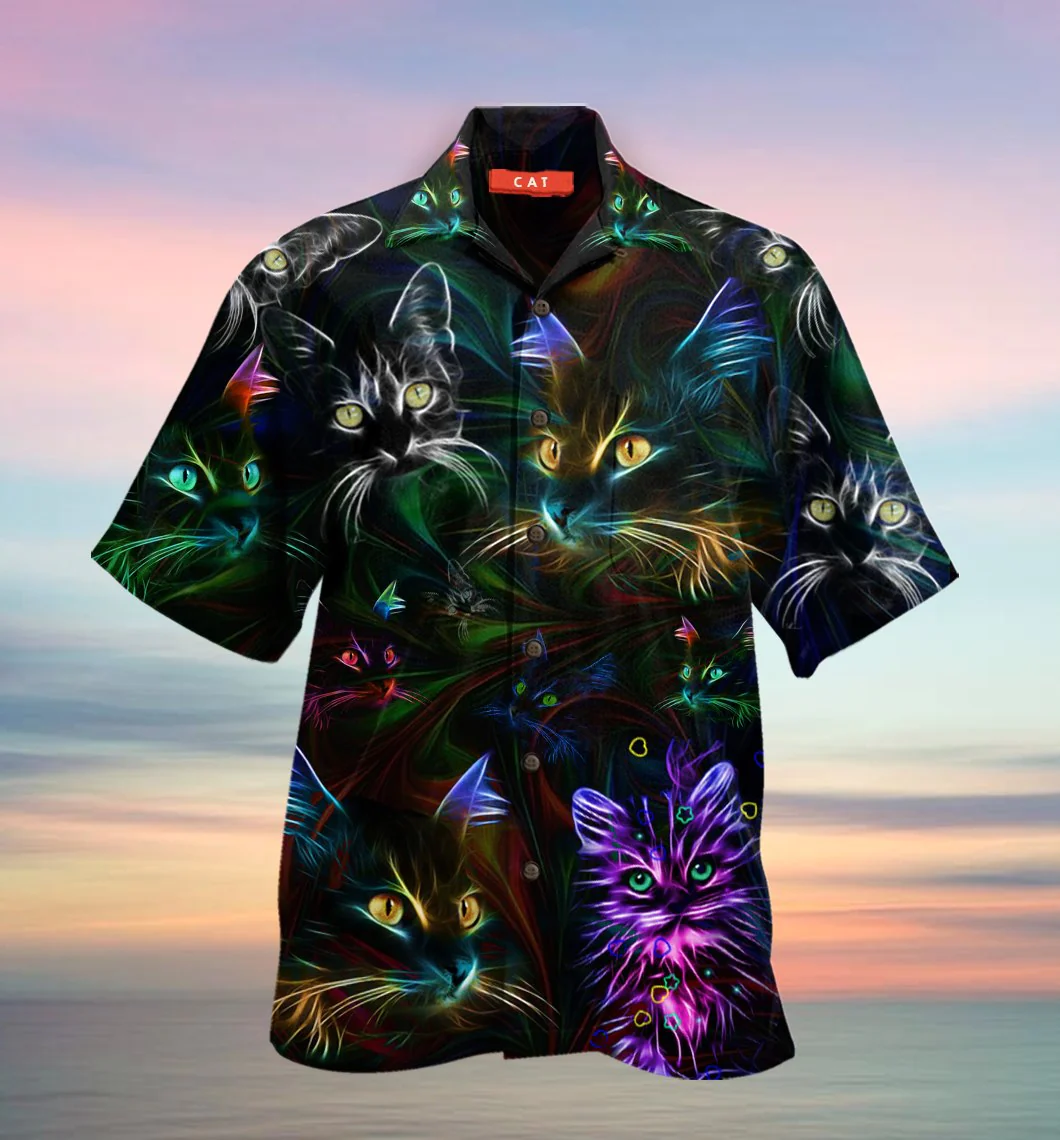 Cat 3D Trendy Hawaiian Shirt Glow, Trendy Hawaiian Shirt For Men, Women