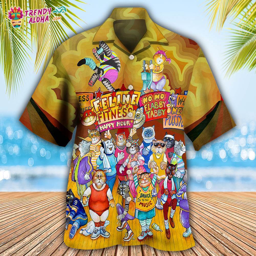 Cat Aerobics Instructor Hawaiian Shirt – Trendy Aloha
