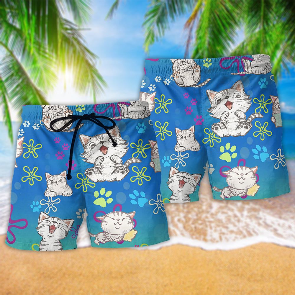 Cat All I Need Is Love And A Lovely Cat Trendy Aloha Hawaiian Beach Shorts
