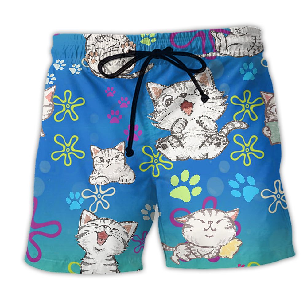 Cat All I Need Is Love And A Lovely Cat Trendy Aloha Hawaiian Beach Shorts