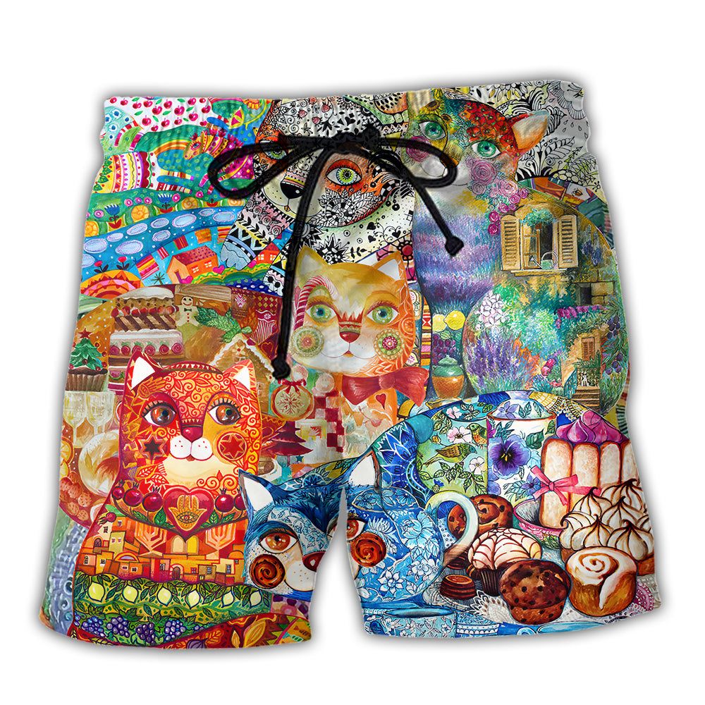 Cat All You Need Is Love And A Cat Trendy Aloha Hawaiian Beach Shorts