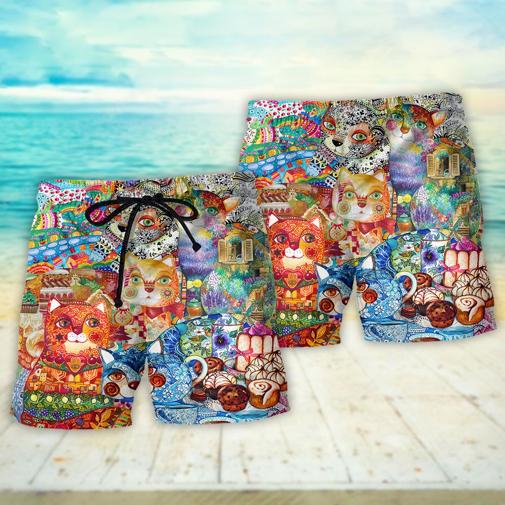 Cat All You Need Is Love And A Cat Trendy Aloha Hawaiian Beach Shorts