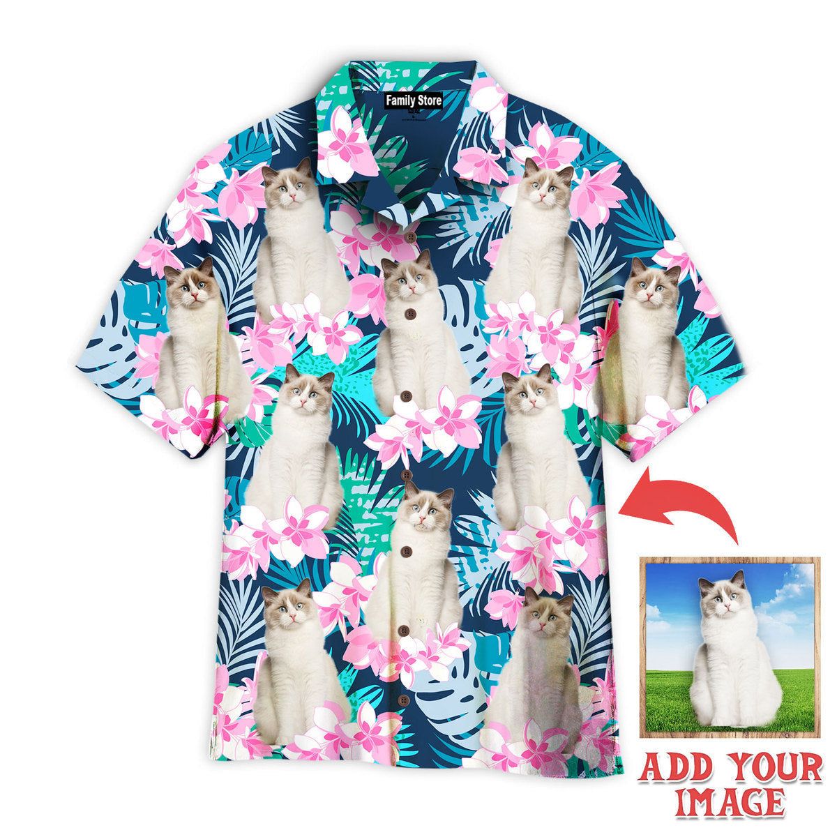 Cat And Beautiful Flower Tropical Custom Hawaiian Shirt Cat And Beautiful Flower Tropical Custom Hawaiian Shirt