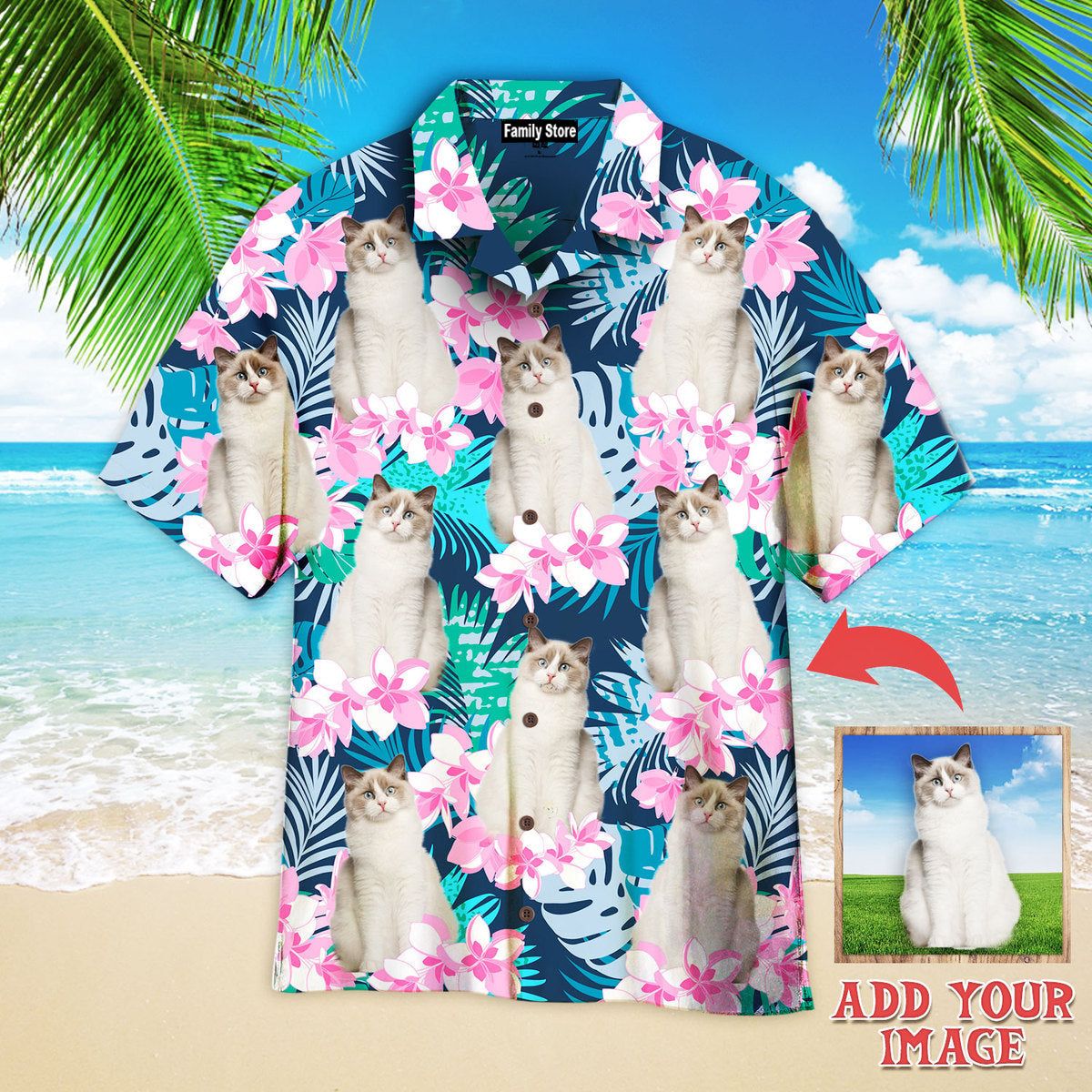 Cat And Beautiful Flower Tropical Custom Hawaiian Shirt