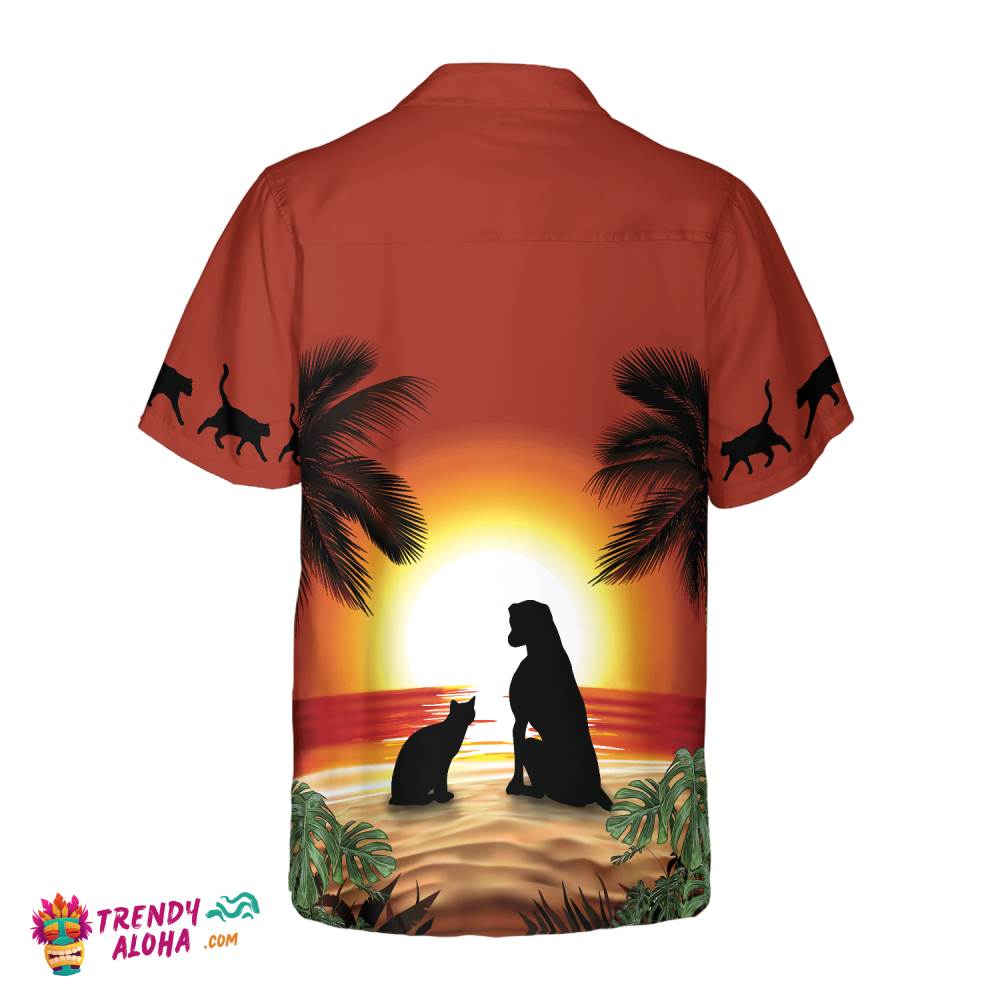 Cat And Dog Sunset Hawaiian Shirt