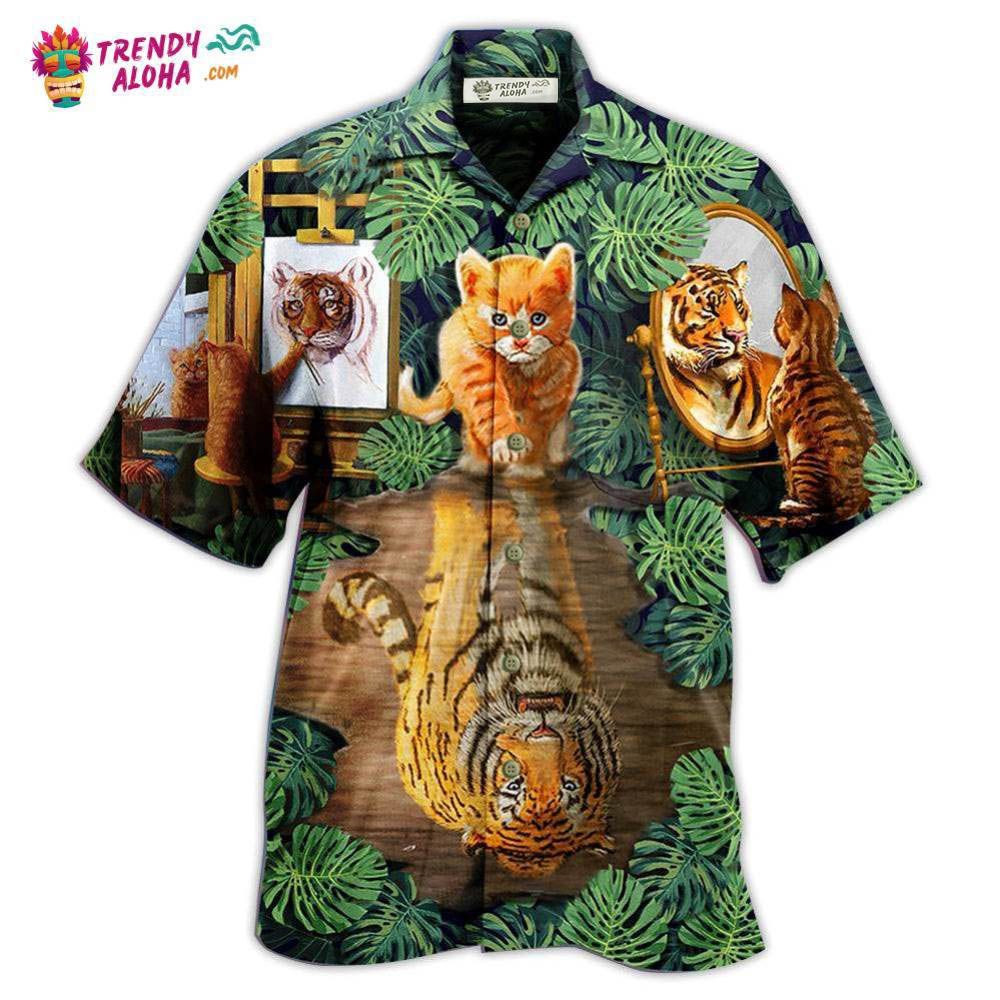 Cat And Tiger Leaf Hawaiian Shirt – Trendy Aloha