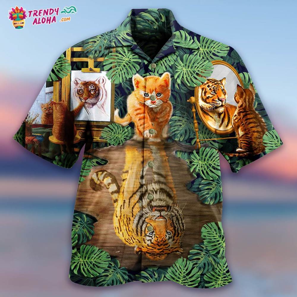 Cat And Tiger Leaf Hawaiian Shirt – Trendy Aloha