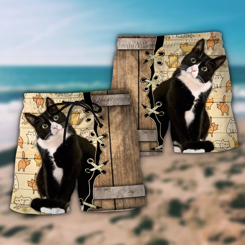 Cat Angels Without Wings Trendy Aloha Hawaiian Beach Shorts
