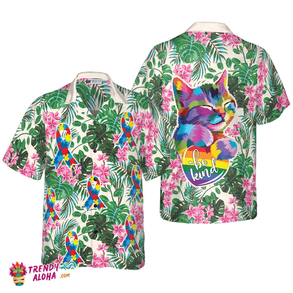 Cat Autism Awareness Hawaiian Shirt Cat Autism Awareness Hawaiian Shirt