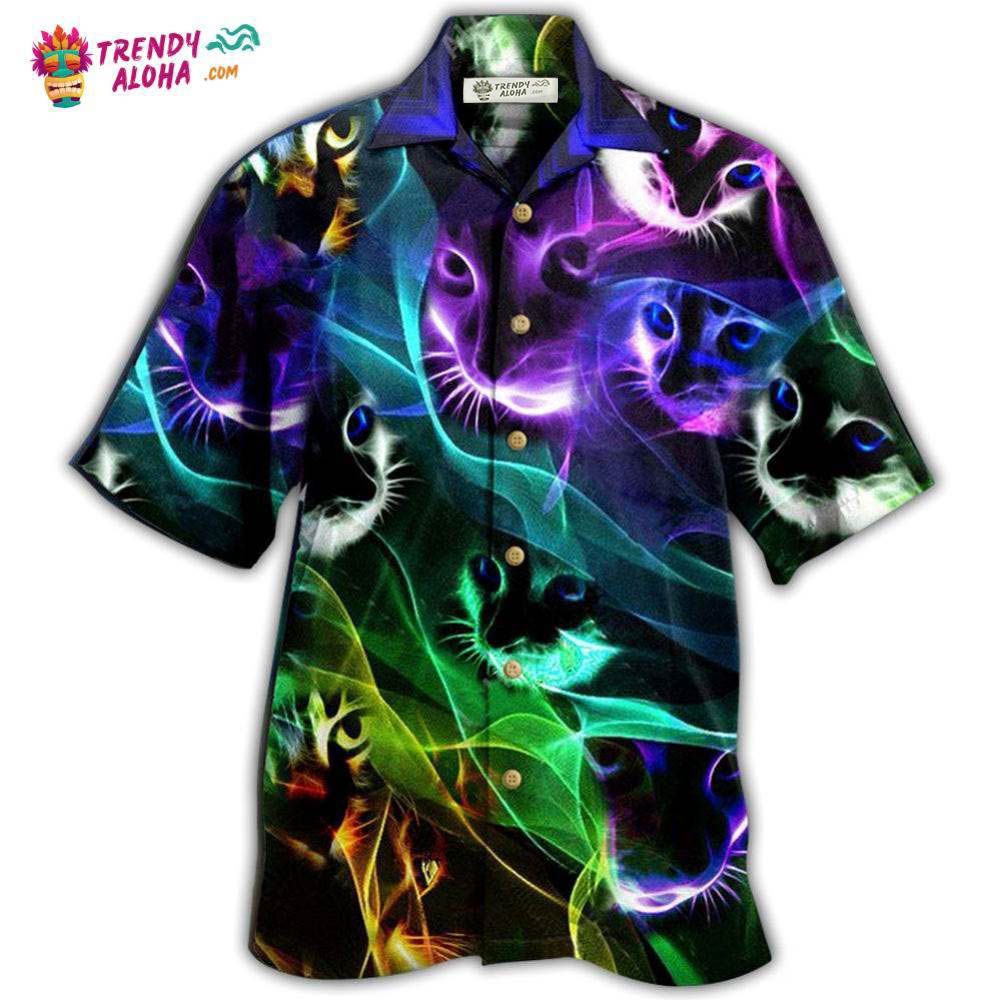 Cat Awesome Flash Neon Style Hawaiian Shirt – Trendy Aloha