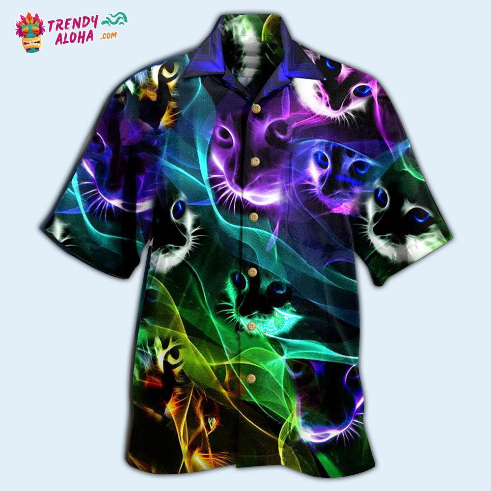 Cat Awesome Flash Neon Style Hawaiian Shirt – Trendy Aloha