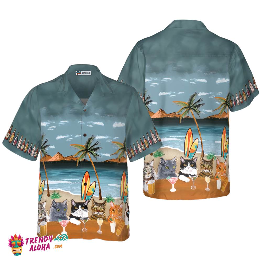 Cat Beer Alcohol Hawaiian Shirt Cat Beer Alcohol Hawaiian Shirt