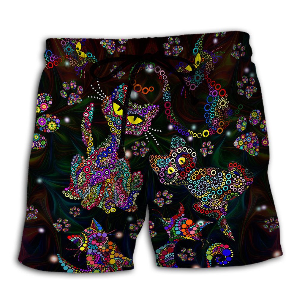 Cat Colorful Lovely Style Trendy Aloha Hawaiian Beach Shorts