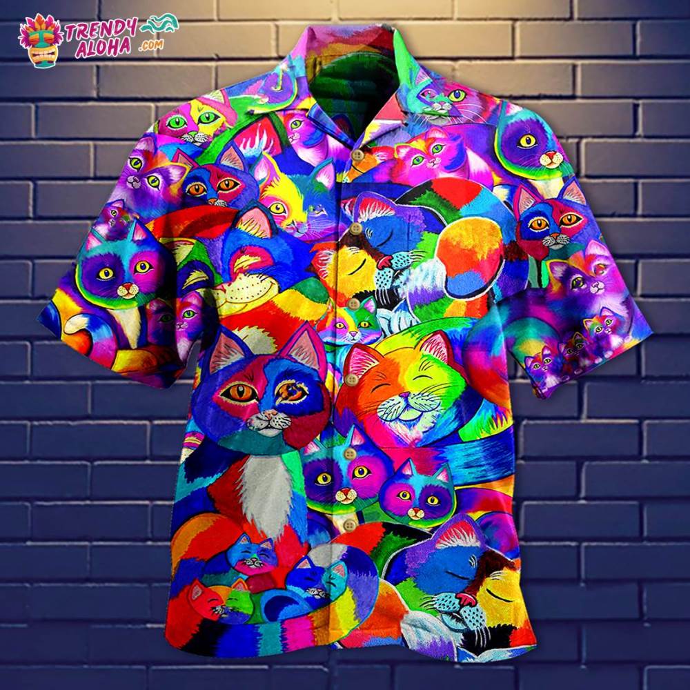 Cat Colorful Rainbow Hawaiian Shirt – Trendy Aloha