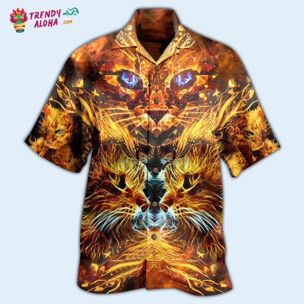 Cat Cool Flaming Cat Hawaiian Shirt – Trendy Aloha