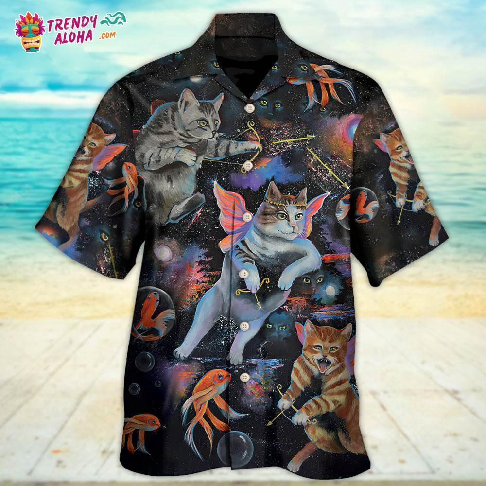 Cat Cupid With Goldfish On Heaven Hawaiian Shirt – Trendy Aloha