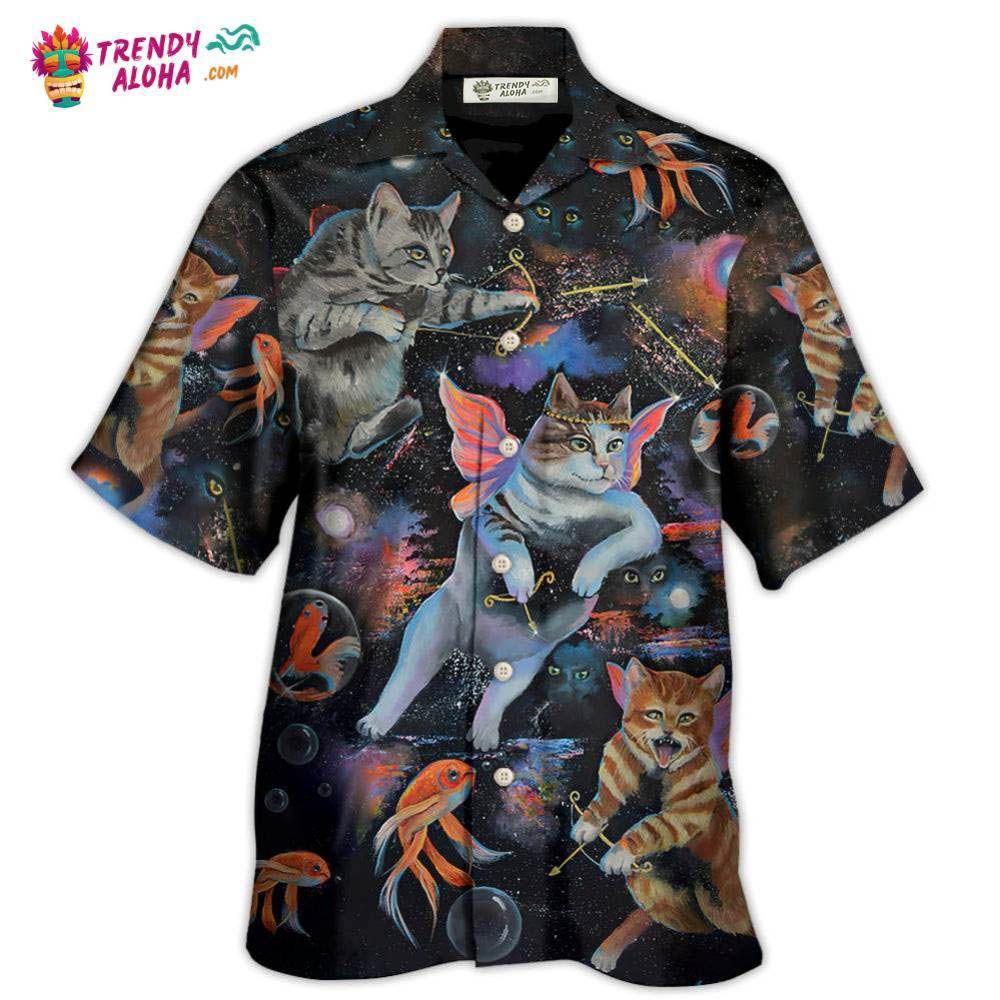 Cat Cupid With Goldfish On Heaven Hawaiian Shirt – Trendy Aloha