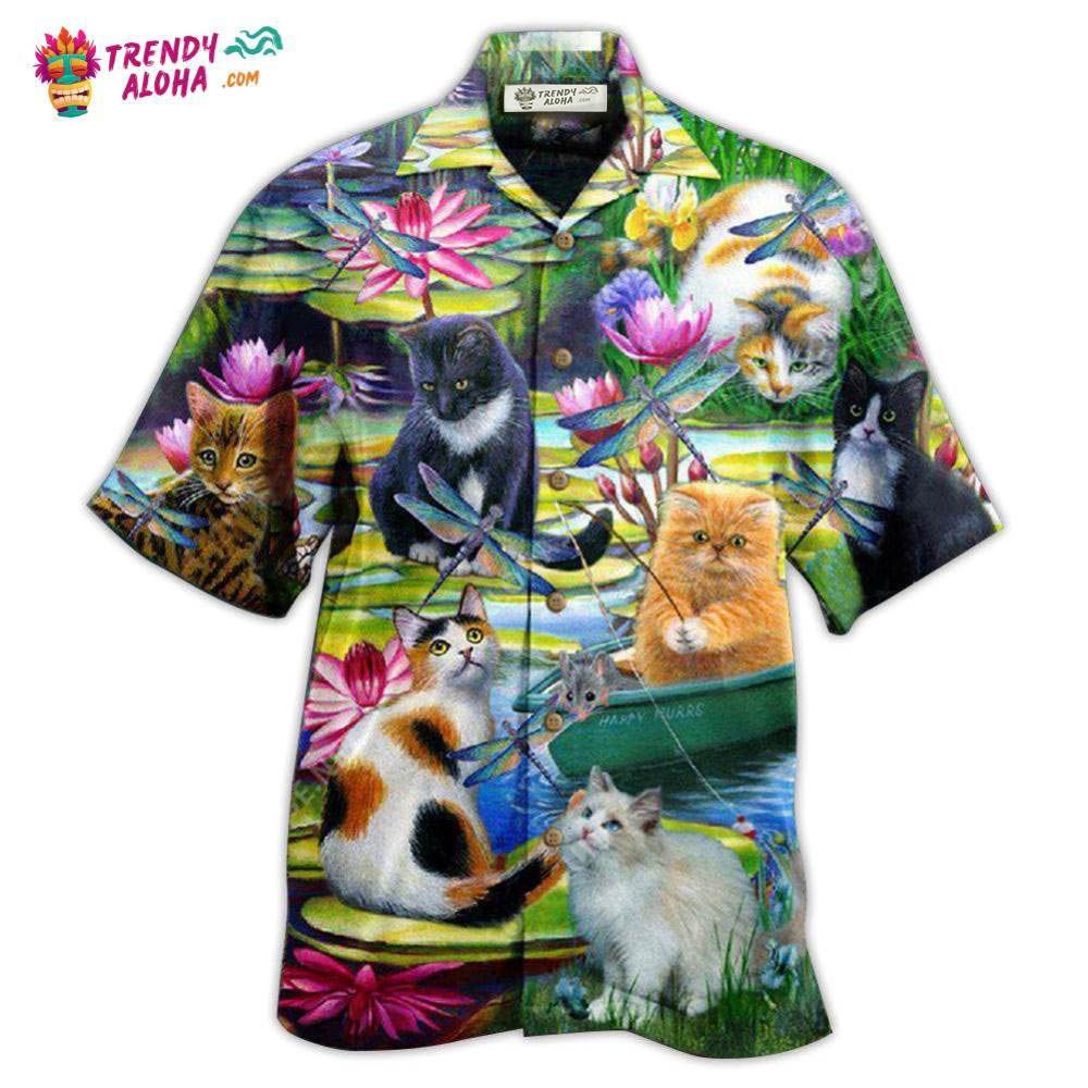 Cat Curious In A Water Lily Lake Hawaiian Shirt – Trendy Aloha Cat Curious In A Water Lily Lake Hawaiian Shirt – Trendy Aloha