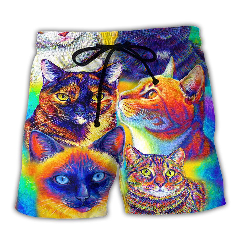 Cat Cute Cats All My Soul Trendy Aloha Hawaiian Beach Shorts
