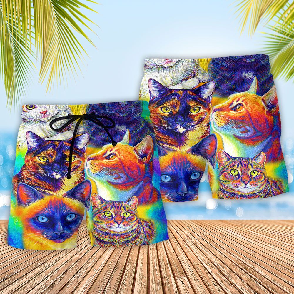 Cat Cute Cats All My Soul Trendy Aloha Hawaiian Beach Shorts