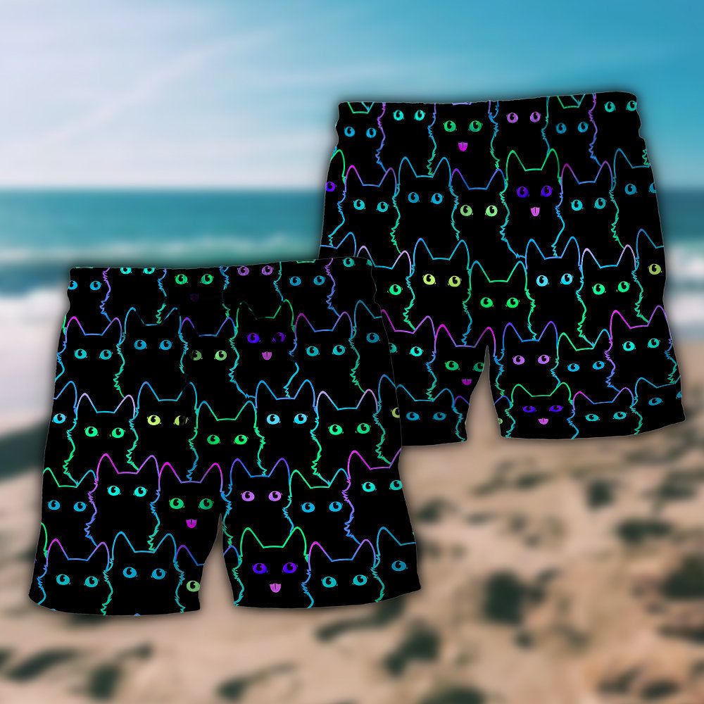Cat Cute Little Trendy Aloha Hawaiian Beach Shorts