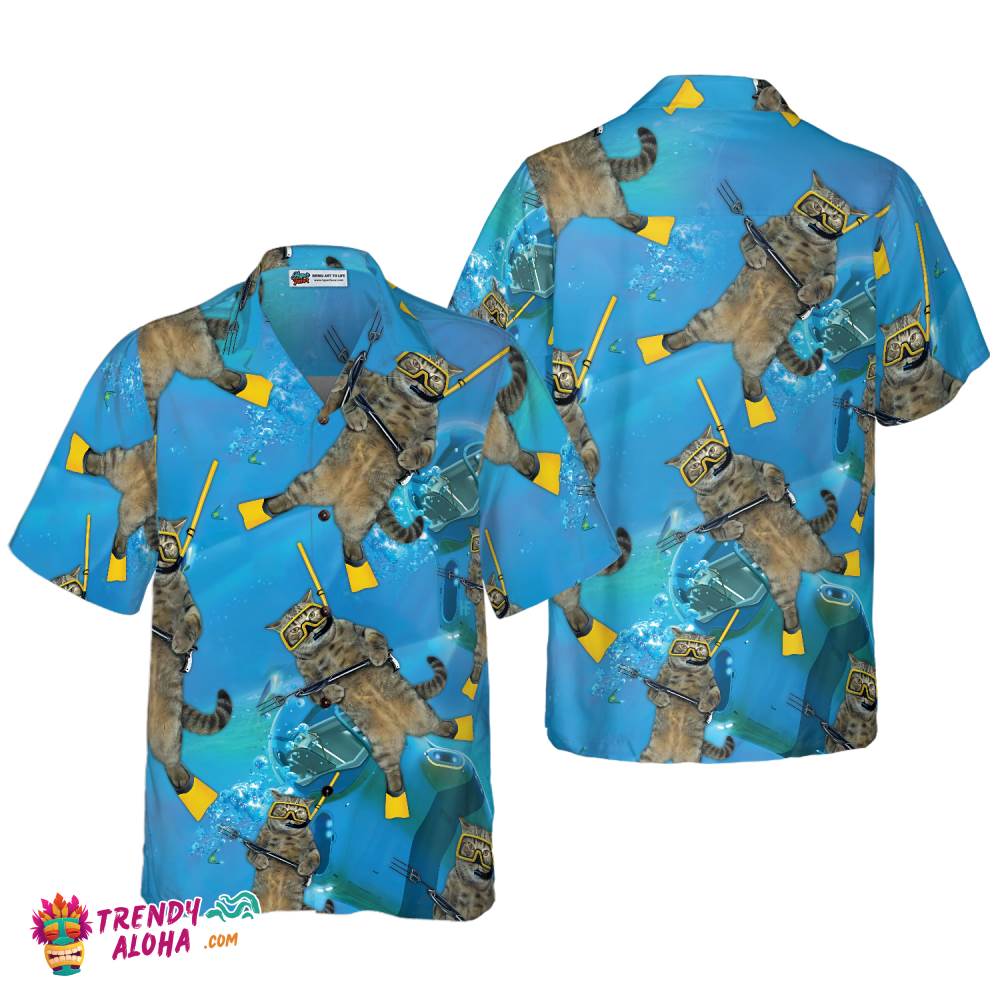 Cat Diver Hawaiian Shirt