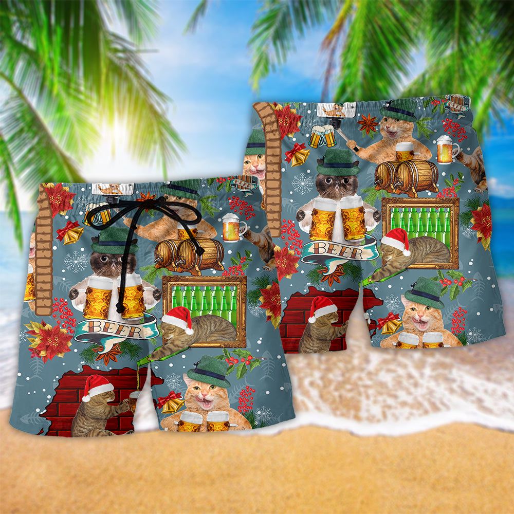 Cat Don’t Let Your Cat Drink Beer Trendy Aloha Hawaiian Beach Shorts