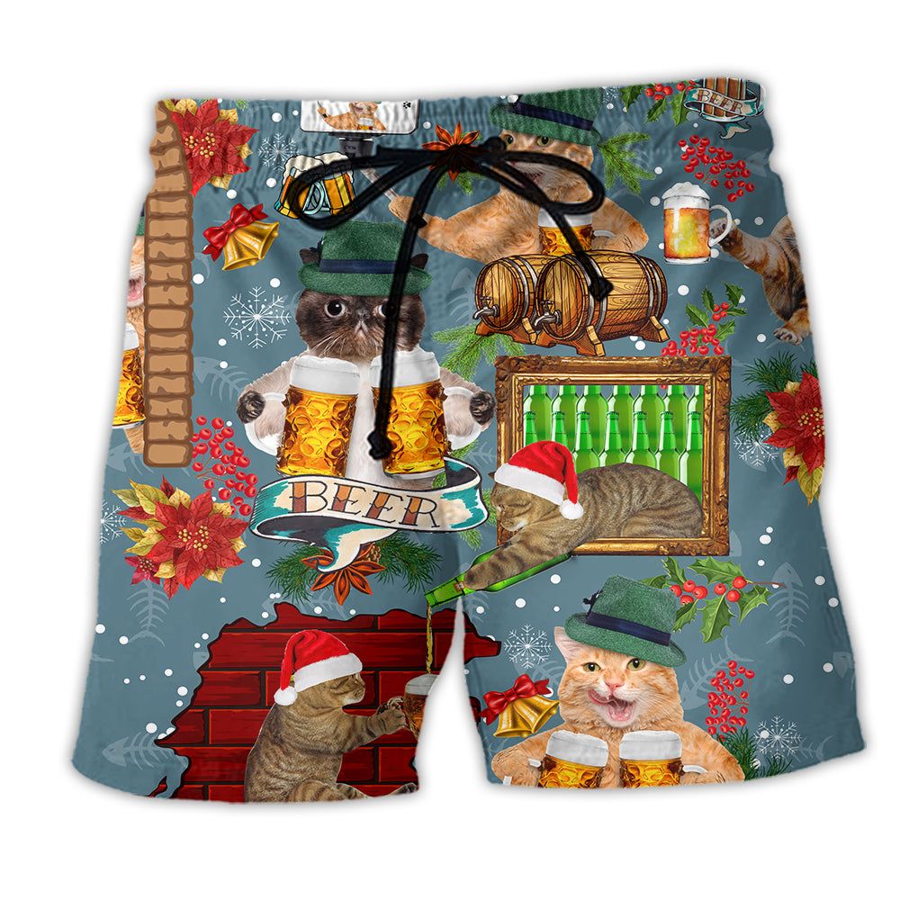 Cat Don’t Let Your Cat Drink Beer Trendy Aloha Hawaiian Beach Shorts