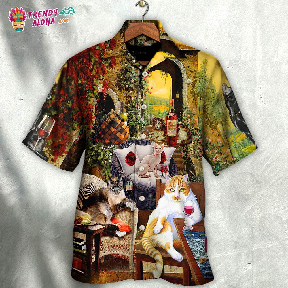 Cat Drink Wine And Judge Hawaiian Shirt – Trendy Aloha