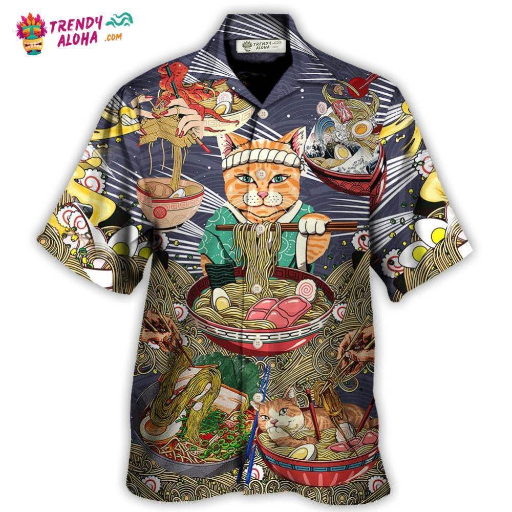 Cat Eating Ramen Lovely Hawaiian Shirt – Trendy Aloha Cat Eating Ramen Lovely Hawaiian Shirt – Trendy Aloha